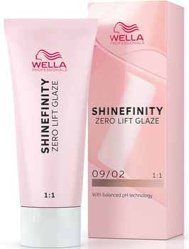 Krem farba do włosów bez utleniacza Wella Professionals Shinefinity Zero Lift Glaze 09-02 Natural Soft Sage 60 ml (4064666057569)