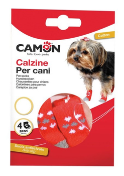 Skarpetki dla psów Camon Red Heart Rozmiar M 4 szt (8019808132679)