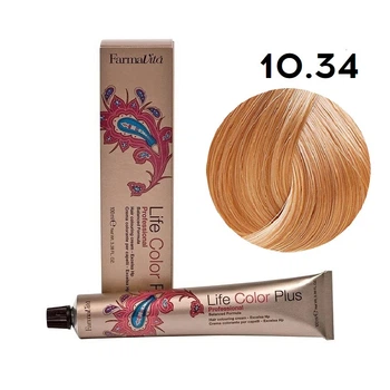 Стійка крем-фарба Farmavita Life Color Plus 10.34 Платиновий золотисто-мідний блондин 100 мл