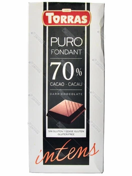 Шоколад Torras черный 70% Puro Fondant Intens без глютена и пальмового масла натуральный 200 г