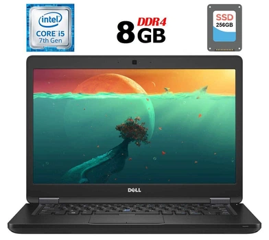 Ноутбук Б-класс Dell Latitude 5480 / 14" (1920x1080) IPS / Intel Core i5-7300U (2 (4) ядра по 2.6 - 3.5 GHz) / 8 GB DDR4 / 256 GB SSD / Intel HD Graphics 620 / WebCam / USB 3.1 / HDMI / Windows 10 б/у