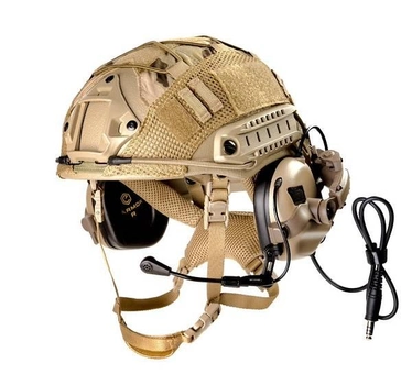 Балістичний шолом каска FAST Helmet NIJ IIIA Койот+Тактичні навушники M32+кавер