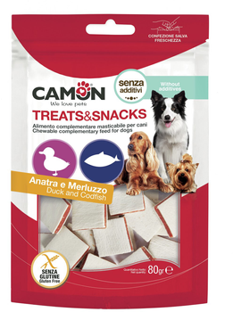 Ласощі для собак Camon сендвіч із качкою та тріскою 3 см 80 г (8019808186139)