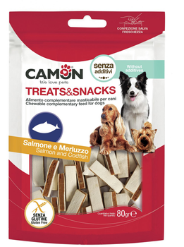 Ласощі для собак Camon сендвіч із лососем і тріскою 4 см 80 г (8019808186214)
