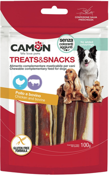 Ласощі для собак Camon Treats and Snacks з курячого м'яса та коров'ячої шкіри 100 г (8019808218748)