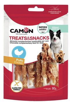 Ласощі для собак Camon Treats and Snacks Рулетики з курячої грудки 80 г (8019808176000)
