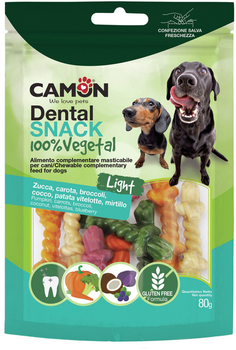 Ласощі для собак Camon Dental Snack Rope Skarped Bone 5 смаків 80 г (8019808216751)
