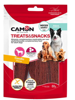 Ласощі для собак Camon Treats and Snacks В'ялена конина 80 г (8019808226101)