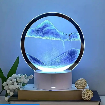 Настільна лампа нічник TOPA Пісочний годинник 3D картина Рухливий пісок RGB