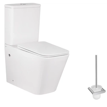 Унитаз напольный Qtap Tern Rimless 675x375x820 мм с сиденьем Slim Duroplast + ПОДАРОК Ершик подвесной QT Chrome