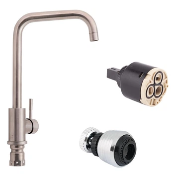 Смеситель для кухни Aria 015F-7 U-образный Nickel k35 Lidz аэратор Lidz картридж Lidz (25841)