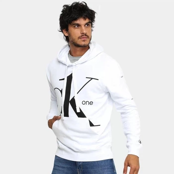 Чоловічий худі Calvin Klein білого кольору, з надписом,з капішоном, розмірXS