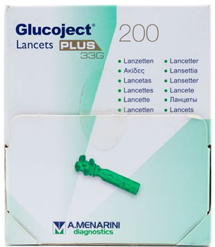 Ланцети Menarini Group Glucoject Lancets Plus 33 G 200 шт (8012992483404)