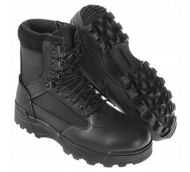 Високі чоловічі демісезонні черевики Brandit Thinsulate One Zipper 44 Чорний камуфляж з натуральної шкіри і міцного дихаючого нейлону антибактеріальна устілка система швидкої шнурівки маслостійка гумова підошва для амортизації і стійкості (Alop)