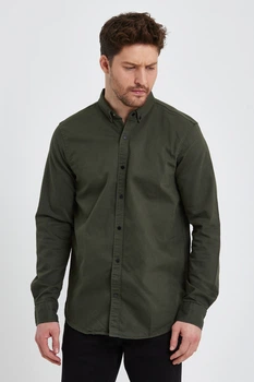Рубашка джинсовая однотонная Trend Collection 18306-4 хаки (HAKI) S (2957430593108)