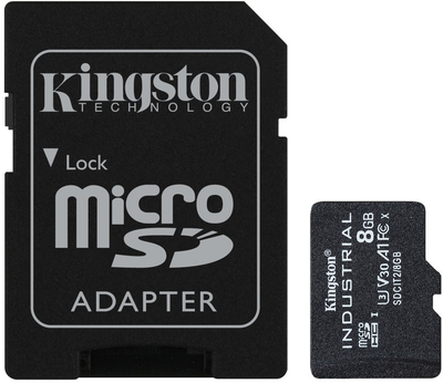Kingston microSDHC 8GB Industrial Class 10 UHS-I V30 A1 + SD-адаптер (SDCIT2/8GB)