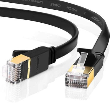 Патч корд Ugreen NW107 мережевий кабель 10 Гбіт\с Ethernet RJ45 Cat 7 плоский 3 м Black (NW107)