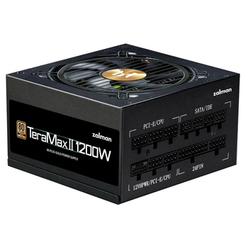Блок питания Zalman Teramax 2 (1200W) >90% 80+ Gold 120мм 1xMB 28pin (18+10) 2xCPU 8pin (4+4) 3xMolex 12xSATA 4xPCIe 8pin (6+2) 1x12VHPWR Fully Modular (ZM1200-TMX2)