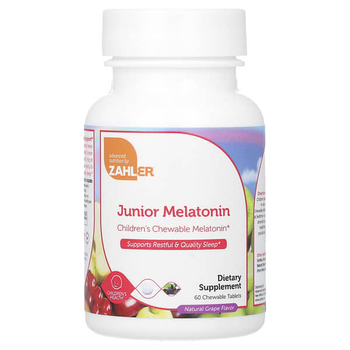 Дитячі таблетки для покращення сну з мелатоніном Zahler Junior мелатонін натуральний виноград 60 жувальних таблеток
