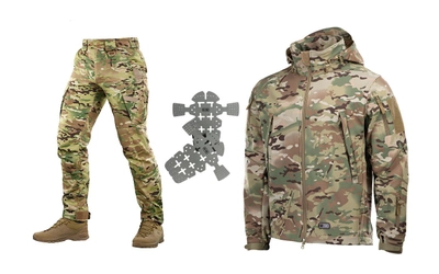 M-tac комплект куртка Shoft Shell тактическая штаны с вставными наколенниками мультикам 2XL