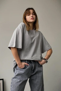 Оверсайз Футболка Without Great Woman L/XL Light Gray 297450753