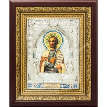 Икона "Святой благоверный князь Александр Невский" из серебра