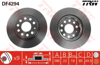 Тормозной диск TRWDF4294 TRW (DF4294)