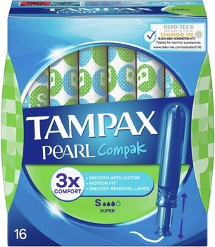 Tampony Tampax Compak Pearl Super z aplikatorem 16 szt (8001841300573)