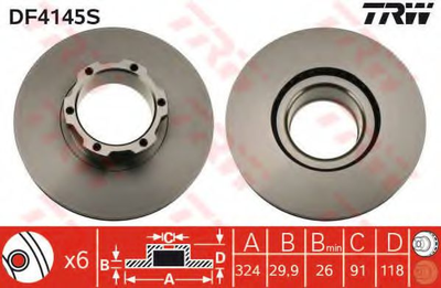 Тормозной диск TRWDF4145S TRW (DF4145S)