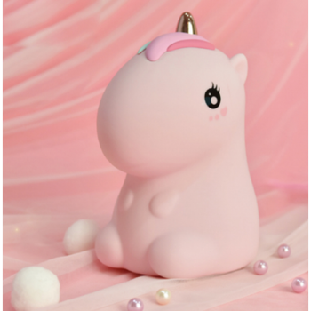 Детский силиконовый ночник светильник в виде единорога Lovely Horse LJC-132 розовый