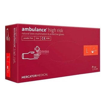 Перчатки Ambulance High Risk латексные L 50 шт. Синие (104353)