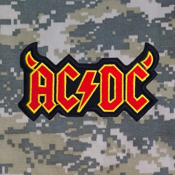 Вышитый шеврон с рок-группой AC/DC "Devil Horns" на липучке Черный (N0522M)