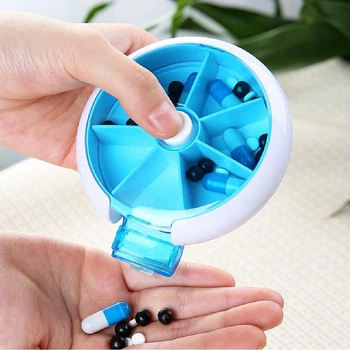 Кругла таблетница Pill Box Синя