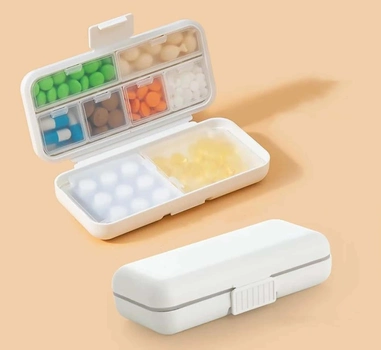Органайзер для таблеток - таблетка Double Pillbox на 8 відділень, біла