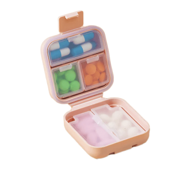 Мини органайзер для таблеток - таблетница Double Pillbox на 5 отделений, розовая