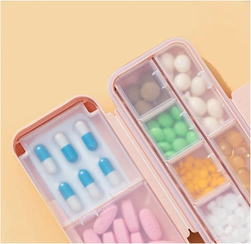 Органайзер для таблеток - таблетка Double Pillbox на 8 відділень, рожевий