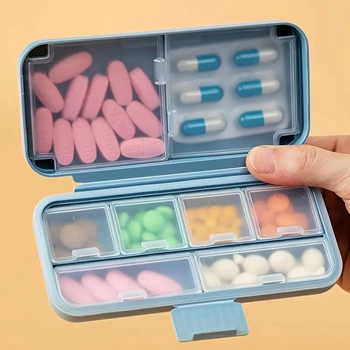 Органайзер для таблеток - таблетка Double Pillbox на 8 відділень, синя