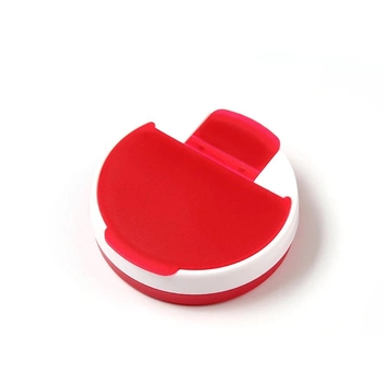 Круглая карманная таблетница Mini на 4 отделения, красная