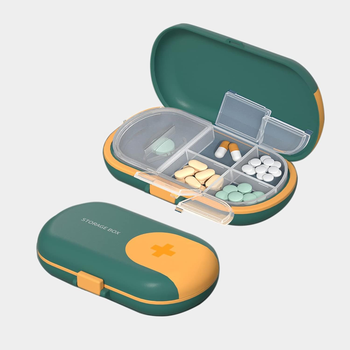 Таблетниця з дільником для таблеток на 4 комірки Cutter box, зелена