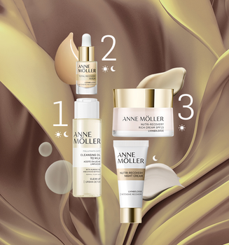 Набір для догляду за обличчям Anne Moller Nourishing And Density Ritual Facial Крем для обличчя SPF 15 + Нічний крем + Сироватка + Олія для демакияжу (8058045438533)