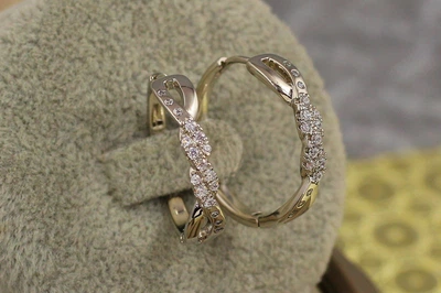 Серьги кольца Хuping Jewelry макраме 2 см серебристые