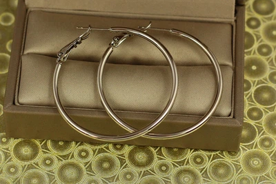 Серьги кольца Xuping Jewelry гладкие 5 см серебристые