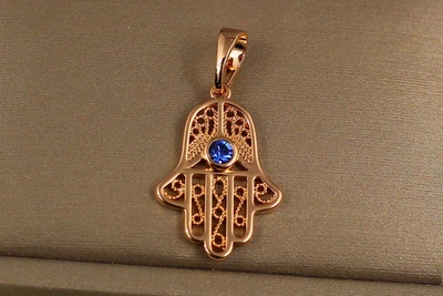 Кулон Xuping Jewelry хамса із синім камінчиком 2 см золотистий