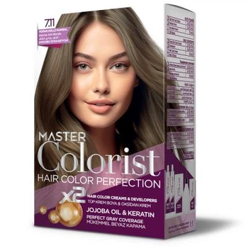 Фарба Master Colorist для волосся 7.11 Інтенсивний попелясто-русий 2x50 мл+2x50 мл+10 мл