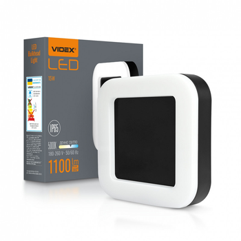 Cвітильнік VIDEX ЖКХ ART квадратний накладний 15W 5000K 220V BLACK VL-BHFS-155B