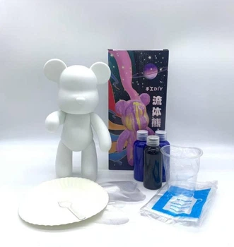 Виниловый медвежонок fluid bear bearbrick, 23 см, с красками Желтый
