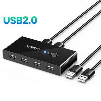 USB-хаб комутатор Ugreen 2 In 4 Out USB 2.0 Switch Box 1.5 М Black
