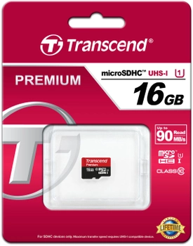 Karta pamięci Transcend Premium microSDHC 16GB Class 10 UHS-I (TS16GUSDCU1)