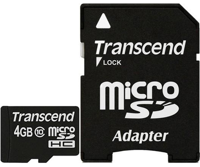 Карта пам'яті Transcend MicroSDHC 4GB Class 10 + adapter (TS4GUSDHC10)