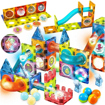 Магнітні будівельні блоки-світний трек 75 елементів Kinderplay KP2208